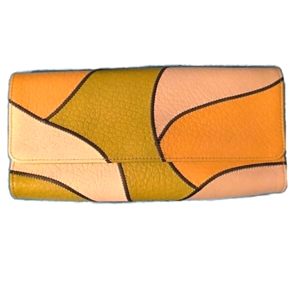 Carlos Falchi Fatto A Mano Multi Color Leather Patchwork Clutch - Picture 2 of 12